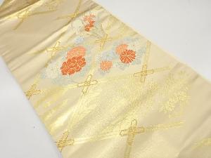 格天井に牡丹・菊・菖蒲模様織り出し名古屋帯